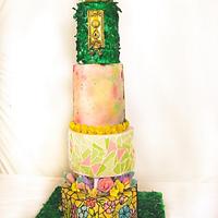 Secret garden wedding cake