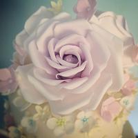 Lilac Rose and Bunting Wedding Cake