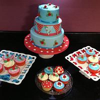 Cath kidston themed cake and cupcakes 