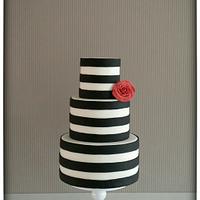 Black White Stripe Cake with Cake Pops