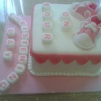 Christening cake for girl, can be made blue for boy