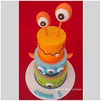 Monster themed birthday cake