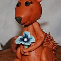 Tree tunk cake with squirrel