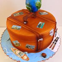 Suitcase travels cake