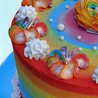 Rainbow whippingcream cake 