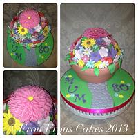 Flower pot giant domed cupcake for a special lady
