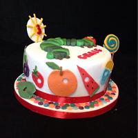 Hungry Caterpillar theme cake 