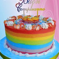 Rainbow whippingcream cake 