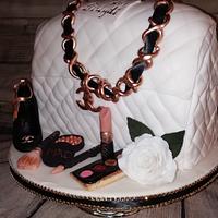 White Chanel purse cake