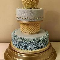 Blue & Gold Outrageous Wedding Cake