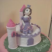 Small Castle cake with Princess Talia who turned 3 today ...