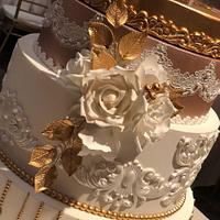 Ivory & Rose gold wedding cake 