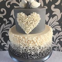 Ombré ruffle wedding cake