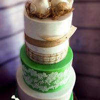 Lace & ducks wedding cake