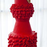 Fashion Inspired Red Ruffles - Published Cake Central Magazine September 2012