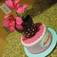 Pink Orchid Birthday Cake