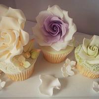 Large rose and buds cupcakes