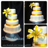 simple lily wedding cake