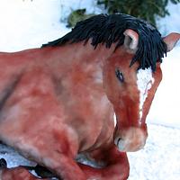 3D horse cake - the horse lies the cake