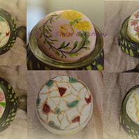 macaron handpainted flowers and pattern