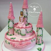 Pink princess castle cake