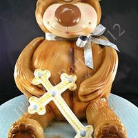 Dimensional Teddy Bear Baptism Cake