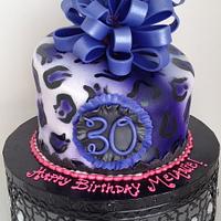 Purple & Black leopard birthday with loopy bow