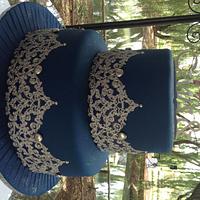 Blue & silver wedding cake