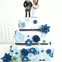 Blue toned Vintage Wedding Cake
