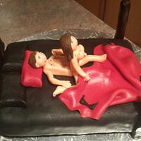 ADULT red satin cake