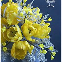 Yellow Tulips Wedding Cake