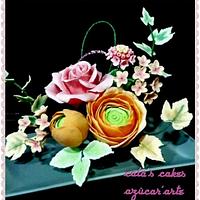 ranunculus and pink rose