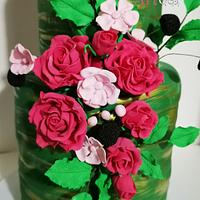 Torta con fiori rose 