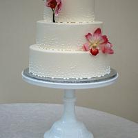 orchids and champagne bubbles cake