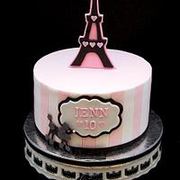 Pink and Black Paris Themed Cake
