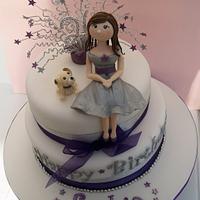Purple and silver 21st birthday cake 