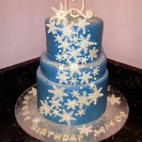 Snowflake birthday cake