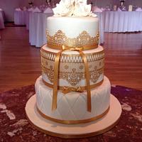 Gold Lace Wedding Cake