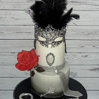 "Fifty shades of grey" themed cake