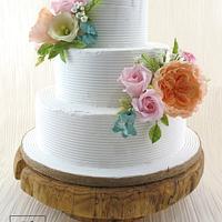 Rustic Floral Wedding Cake