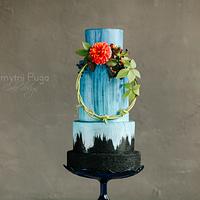 Blue glow wedding cake