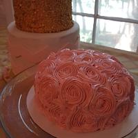 Pink and Gold First Birthday Cake