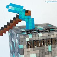 Diamond Ore Cube Minecraft Cake