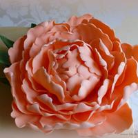 Gold Marble effect cake with peach peony flower