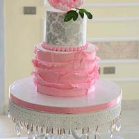 Open peony wedding cake 