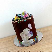 Hand painted chocolate drip cake