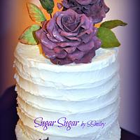 Anniversary Cake with Purple Roses