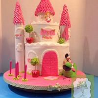 Princess, dinosaur castle cake