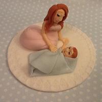 Mother and Baby Christening Cake topper