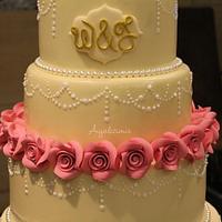 Champagne & Roses Weddingcake